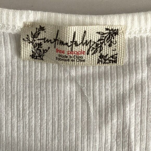 Free People Ribbed Crop White High Neck Sleeveless L - Picture 3 of 9